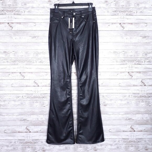 Divided Pants - Divided Womens Faux Leather Vegan Pants Size 6 Black 494